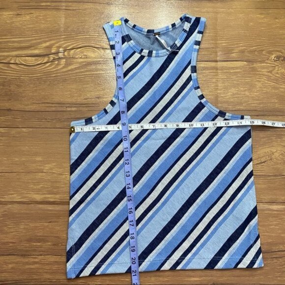 FREE PEOPLE Blue Striped Sidelines‎ Tank Top Size XS - Picture 6 of 8